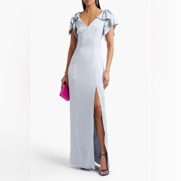MARCHESA NOTTEEmbellished satin-crepe gown